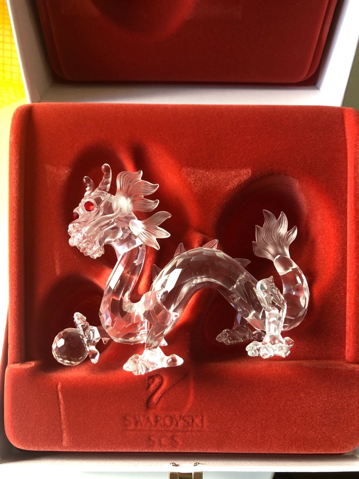 Swarovski SCS Draak Kristal Figuur met Rode Ogen, Ophalen of Verzenden, Zo goed als nieuw, Figuurtje