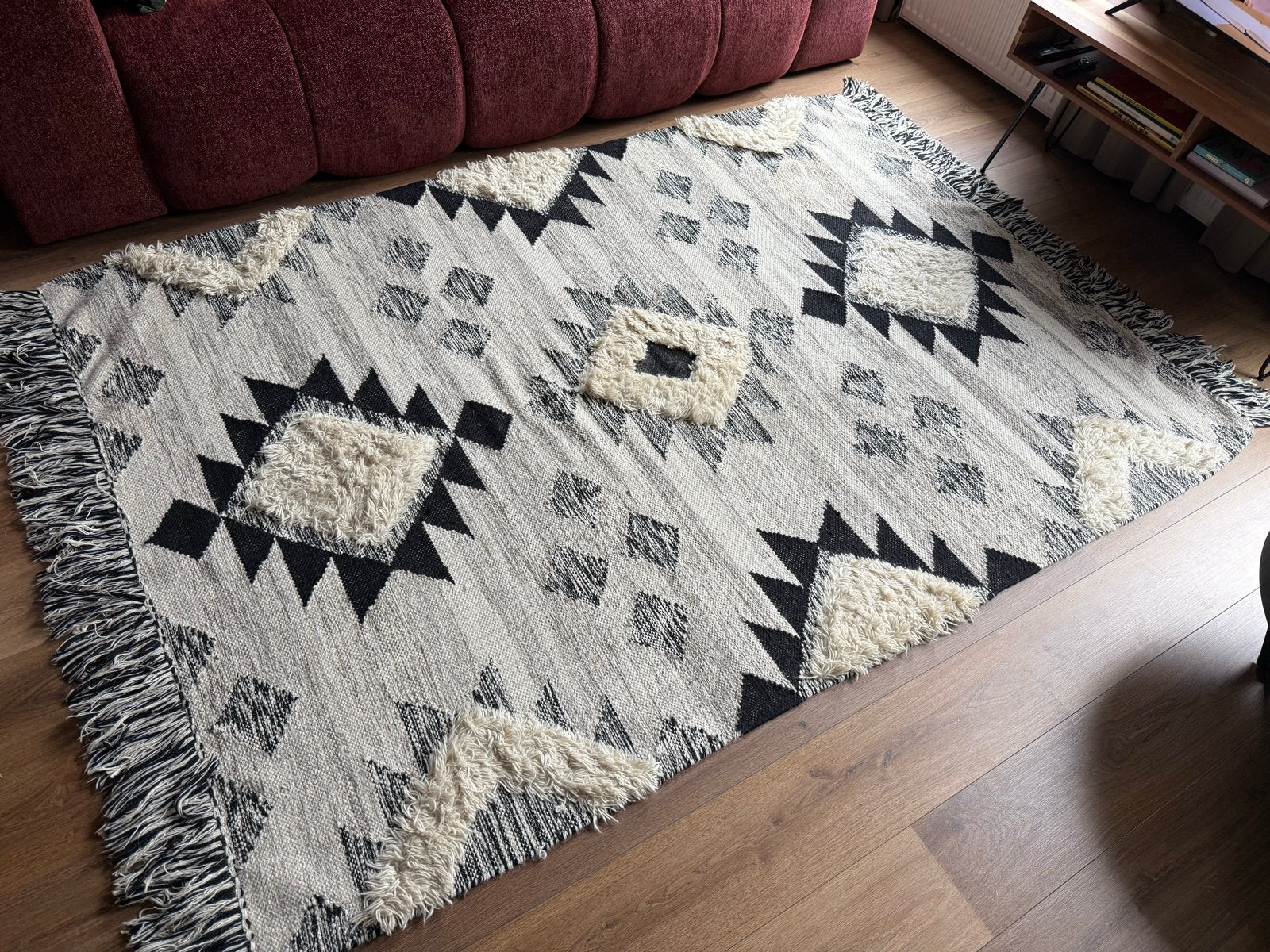 IKEA TANNISBY Vloerkleed, handgemaakt, zwart/grijs, Ophalen, Zwart, 150 tot 200 cm, 200 cm of meer