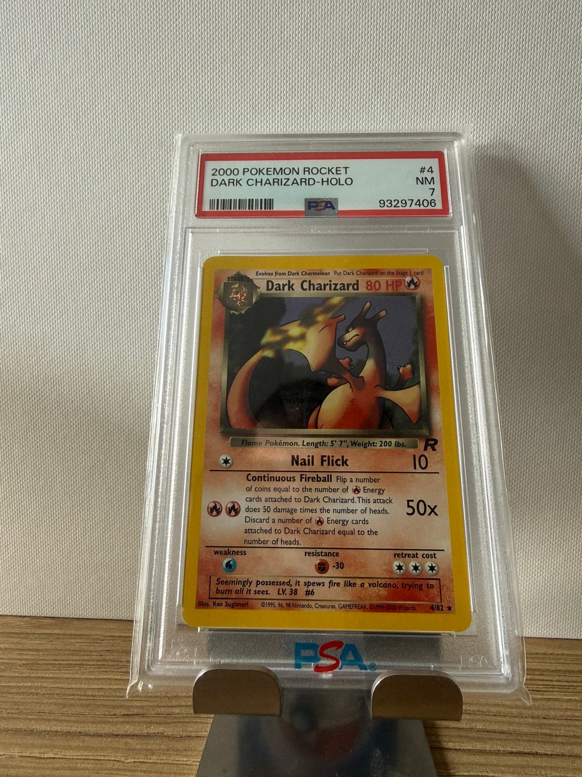 Pokémon Dark Charizard #4/82 – Team Rocket – PSA 7, Ophalen of Verzenden, Zo goed als nieuw, Losse kaart, Foil