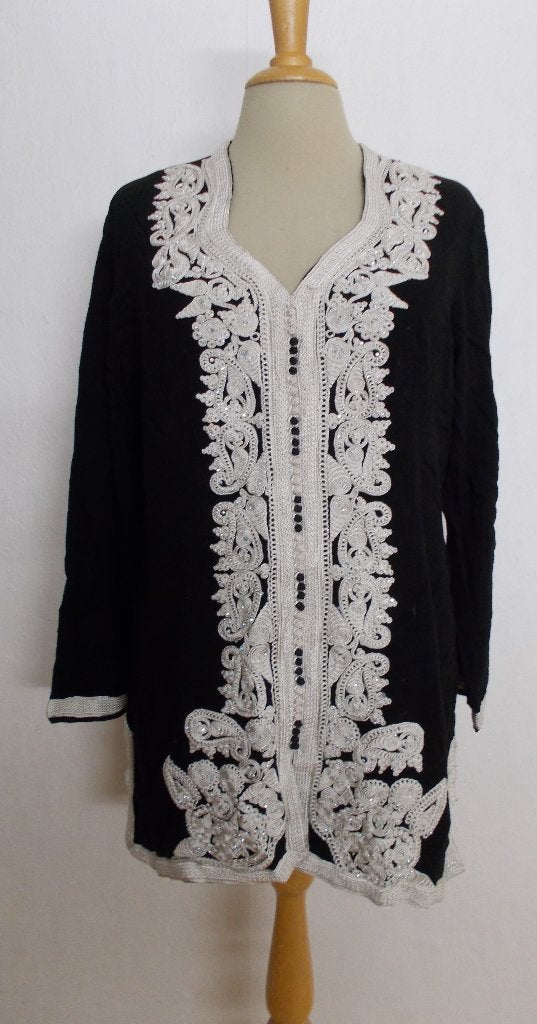 100% katoenen bewerkte Oosterse glamour tuniek! XL, Kleding | Dames, Verzenden, Zo goed als nieuw, Maat 46/48 (XL) of groter, Zwart