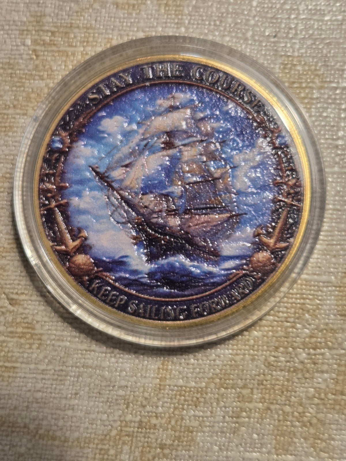 Verzamelmunt 'Keep Sailing' - Scheepswiel & Zeilschip, Ophalen of Verzenden, Nieuw