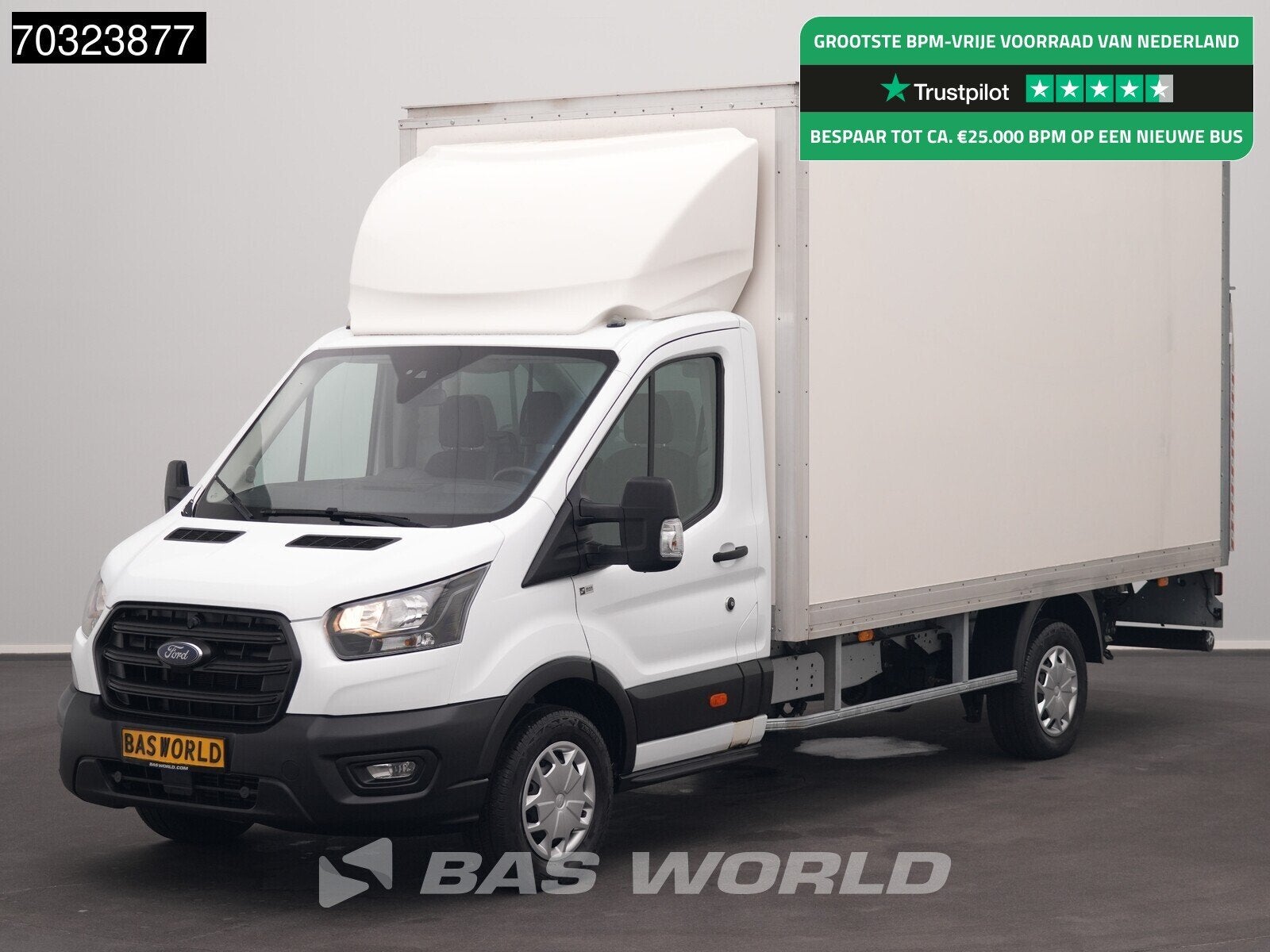 Ford Transit 130pk Laadklep Bakwagen Airco Cruise Euro6 Meub, Auto's, Bestelauto's, Stof, Euro 6, 4 cilinders, Wit