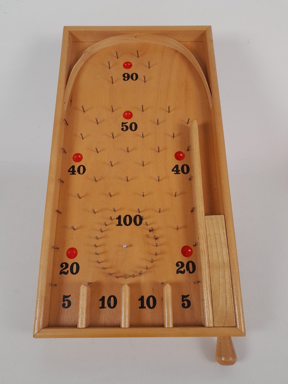 Vintage houten knikkerbaan / knikkerspel met 4 knikkers 60's, Antiek en Kunst, Antiek | Speelgoed, Ophalen of Verzenden