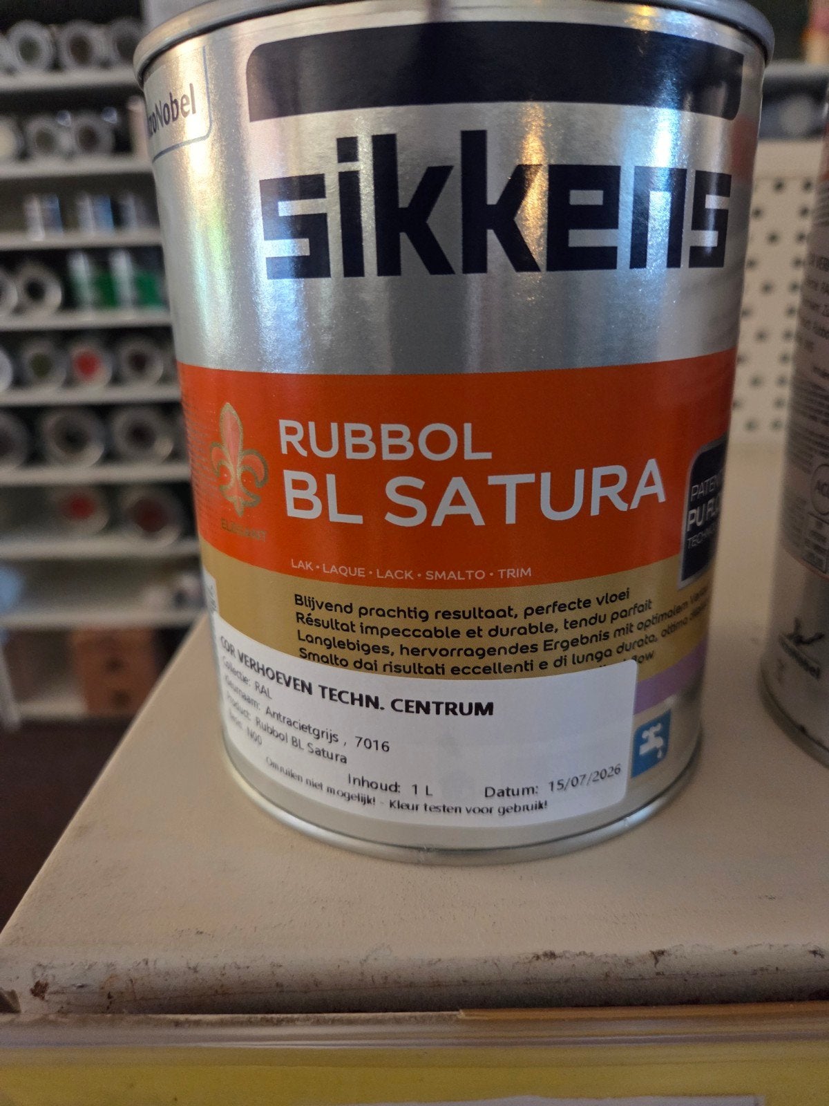Sikkens Rubbol BL Satura Antracietgrijs 7016 - 1L Lak, Doe-het-zelf en Verbouw, Schildersmaterialen, Ophalen of Verzenden