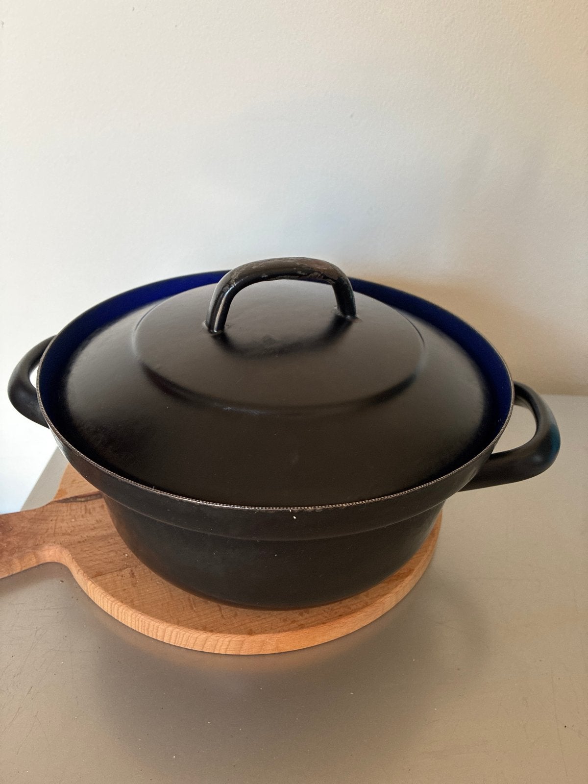 Gietijzeren Braadpan met Deksel - Zwart/Blauw, Ophalen, Gebruikt, Met deksel, Overige merken