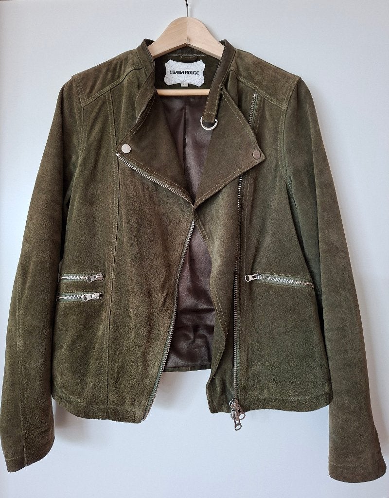 Groen suède leren jasje maat 38, Kleding | Dames, Maat 38/40 (M), Ophalen of Verzenden, Jasje, Groen