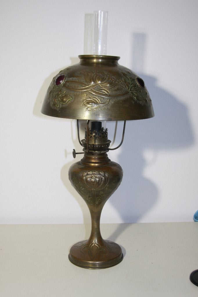 Antieke paddenstoel petroleumlamp Franse stijl Art Nouveau, Antiek en Kunst, Ophalen of Verzenden