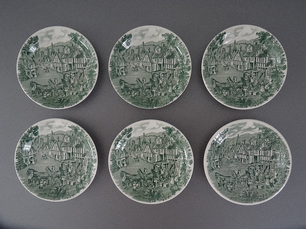 6 J&G Meakin Stratford Stage schoteltjes, groen, perfecte st, Antiek en Kunst, Antiek | Servies los, Ophalen of Verzenden