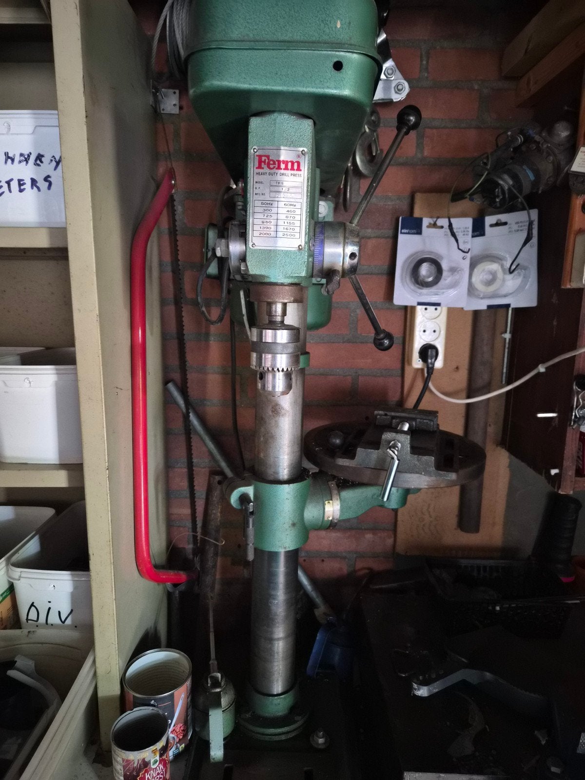 Ferm Kolomboormachine FM16 - Heavy Duty Boorpers, Doe-het-zelf en Verbouw, Gereedschap | Boormachines, Ophalen, Gebruikt, Minder dan 400 watt