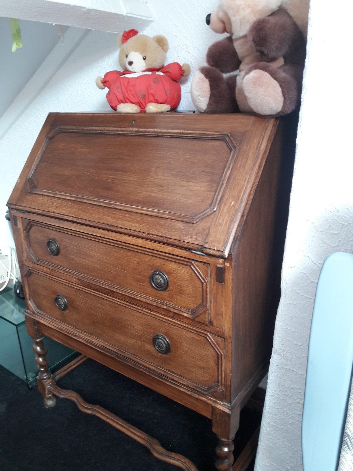 Antiek houten secretaire met lades, Antiek en Kunst, Ophalen