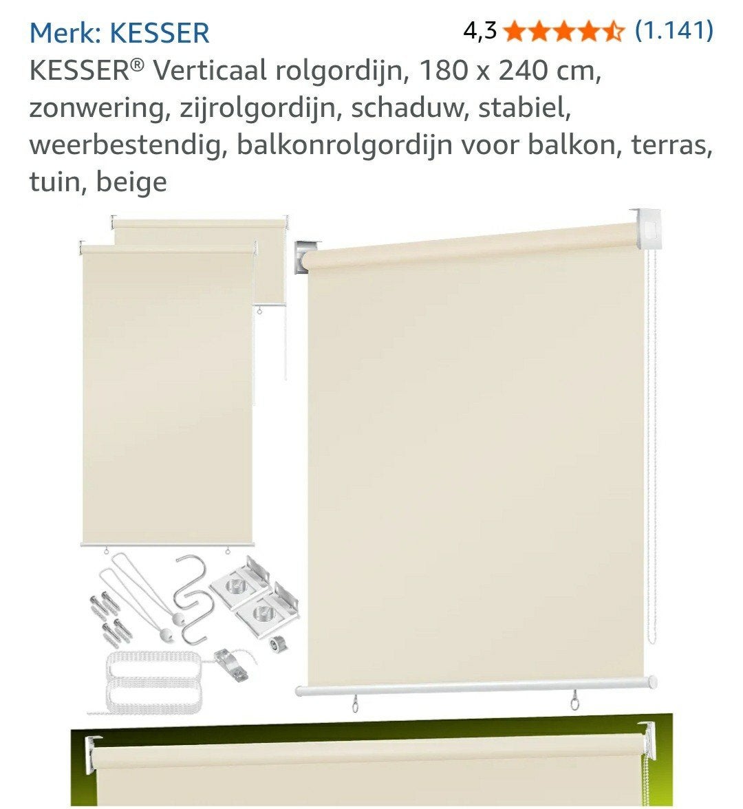 Verticaal rolgordijn, 180 x 240 cm, zonwering, zijrolgordijn, Ophalen, Nieuw, Minder dan 100 cm, 150 tot 200 cm