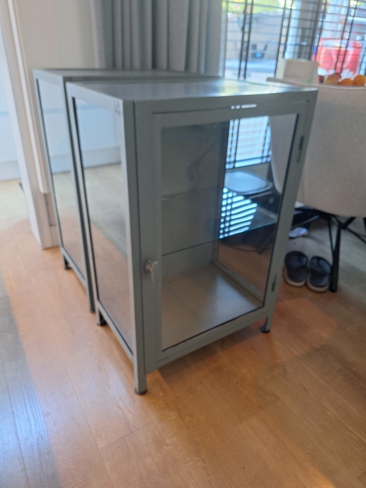 ️️ Metalen VT Wonen servieskast 2 stuks, Ophalen, 50 tot 100 cm, Industriële, Glas