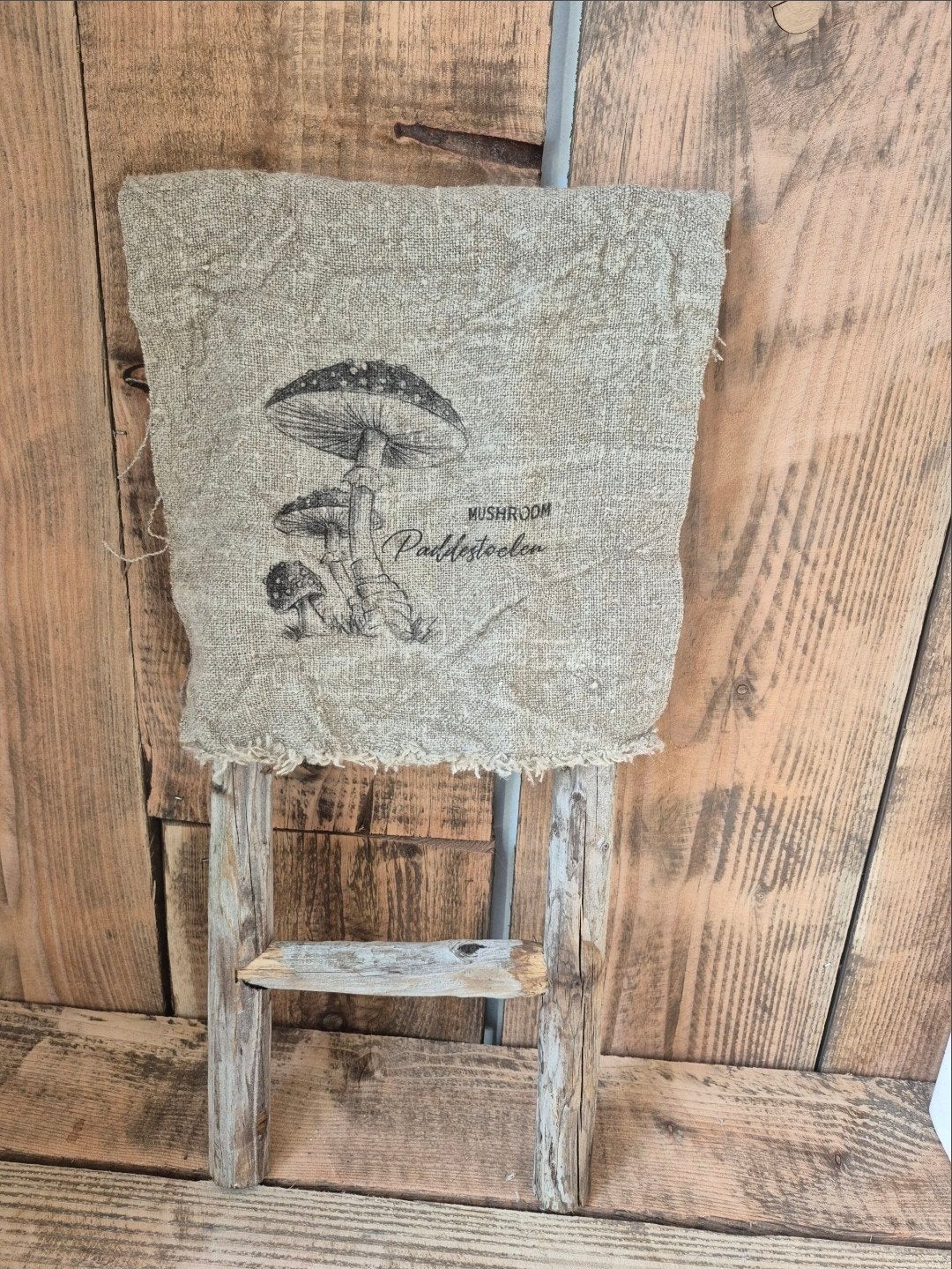 Shabby Chic Sierdoek met Paddestoelen - 30x45cm Linnen, Ophalen of Verzenden, Nieuw, Textiel