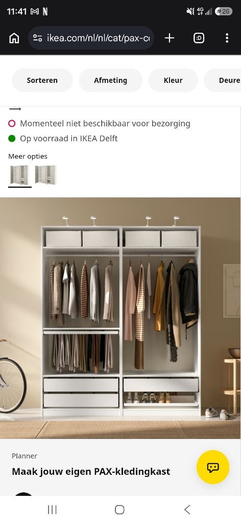 Ikea Pax kledingkast met schuifdeuren, Overige materialen, 200 cm of meer, 150 tot 200 cm, Zo goed als nieuw