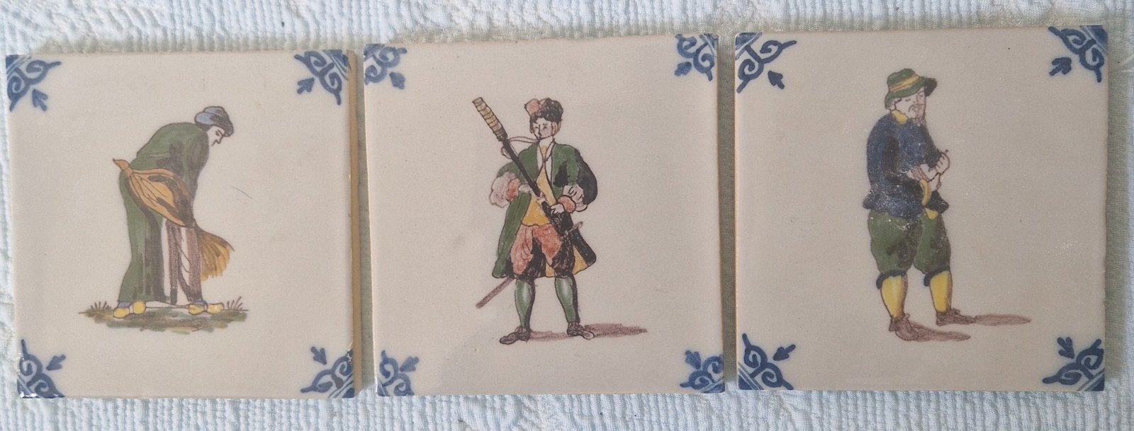 Set van 3 handgeschilderde Hollandse tegels, Ophalen of Verzenden