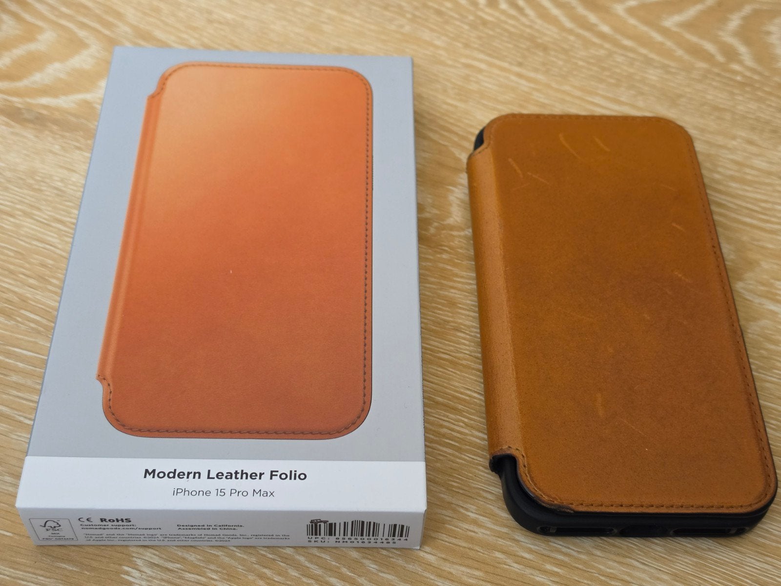 Nomad Modern Leather folio iPhone 15 Pro Max Hoesje (Gebrui, Gebruikt, Overige merken, Bruin, Pasjeshouder