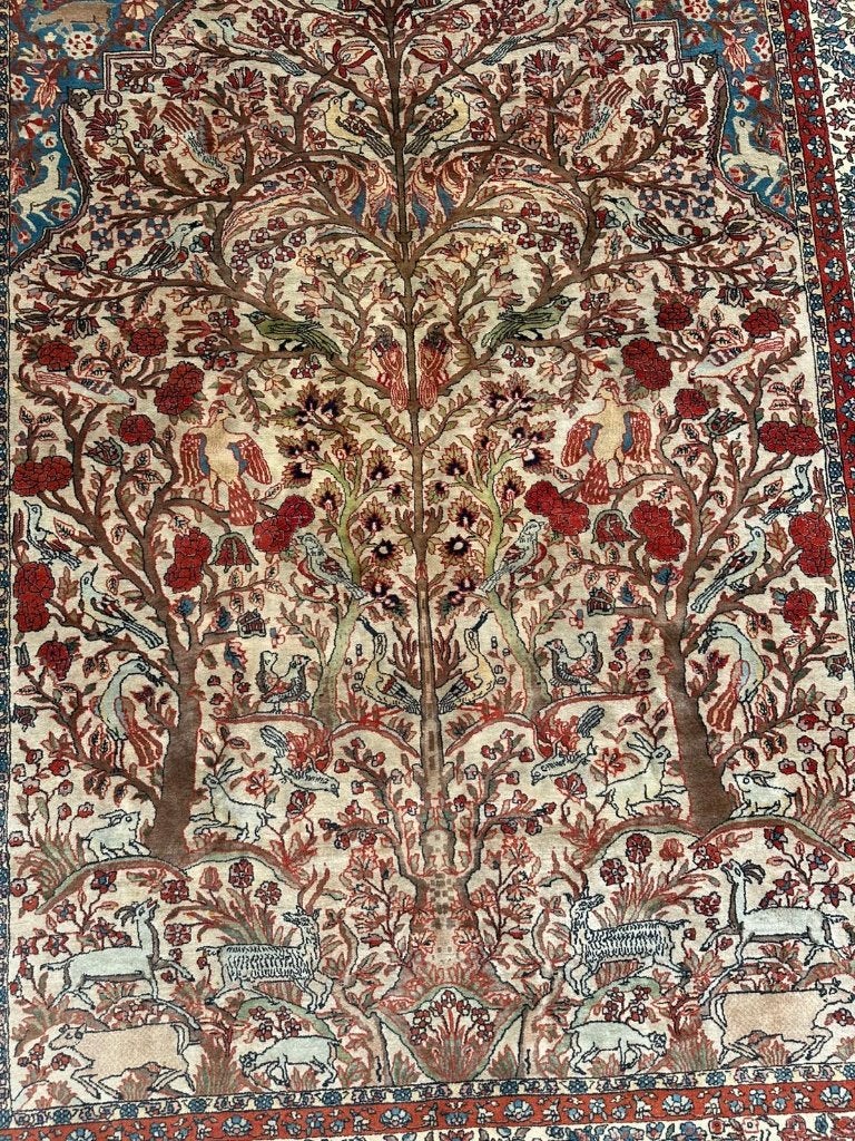 Antiek Isfahan meesterwerk Tapijt – Tree of Life 296x215 cm, Gebruikt, Wol, 200 cm of meer, Ophalen of Verzenden