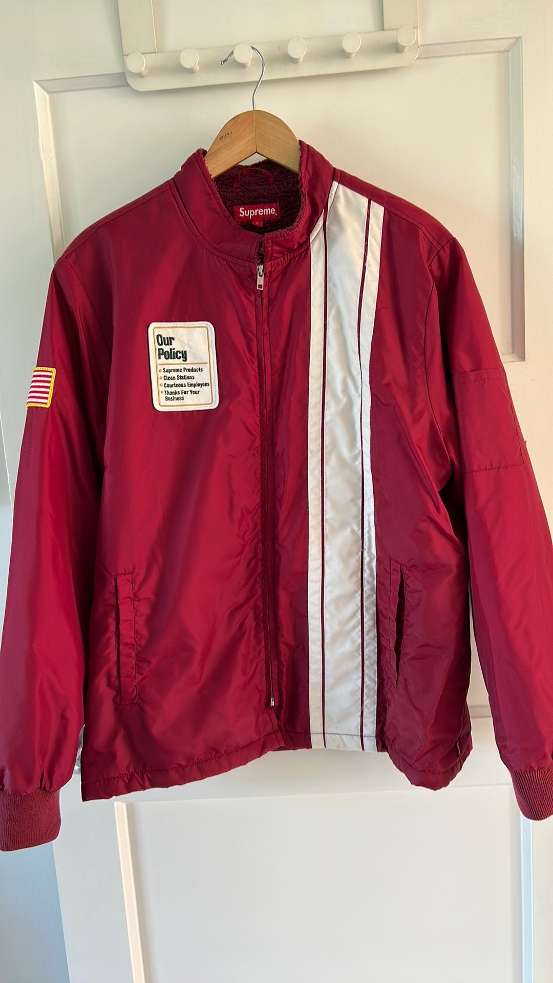 Supreme baseball jack L, Ophalen, Zo goed als nieuw, Maat 42/44 (L), Rood