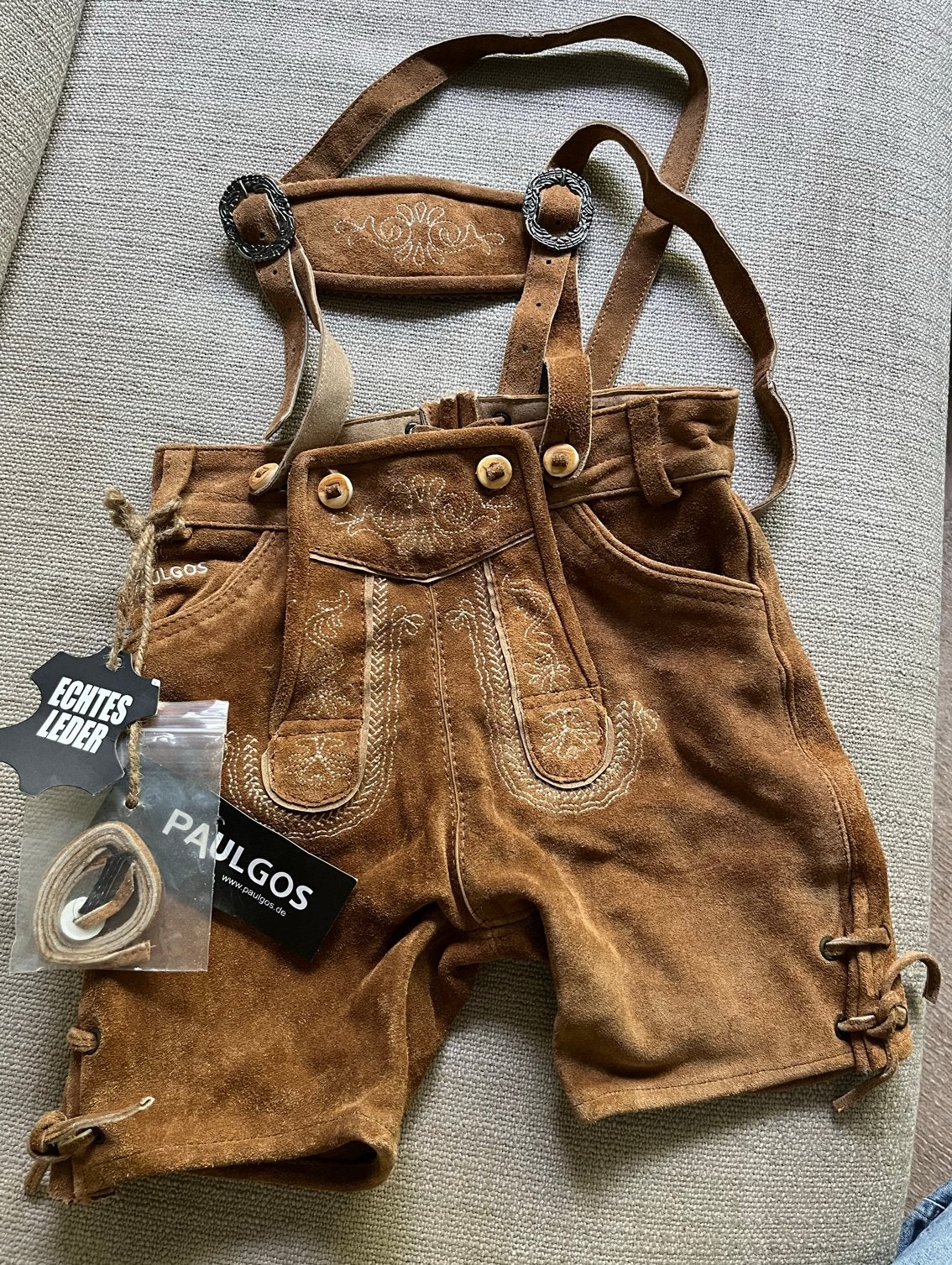 Paulgos Lederhose Bruin Maat 140 Nieuw, Ophalen of Verzenden, Nieuw, Jongen, Broek