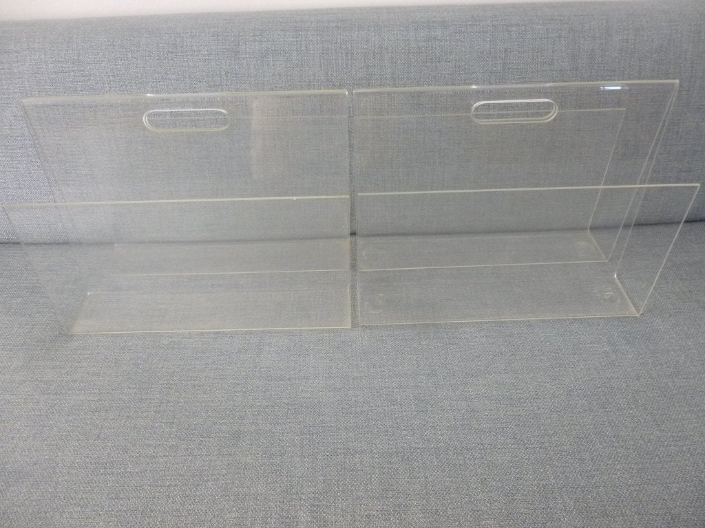2 tijdschrift houders, perspex 80er jaren, Antiek en Kunst, Wit, 30 cm, Ophalen of Verzenden, Set