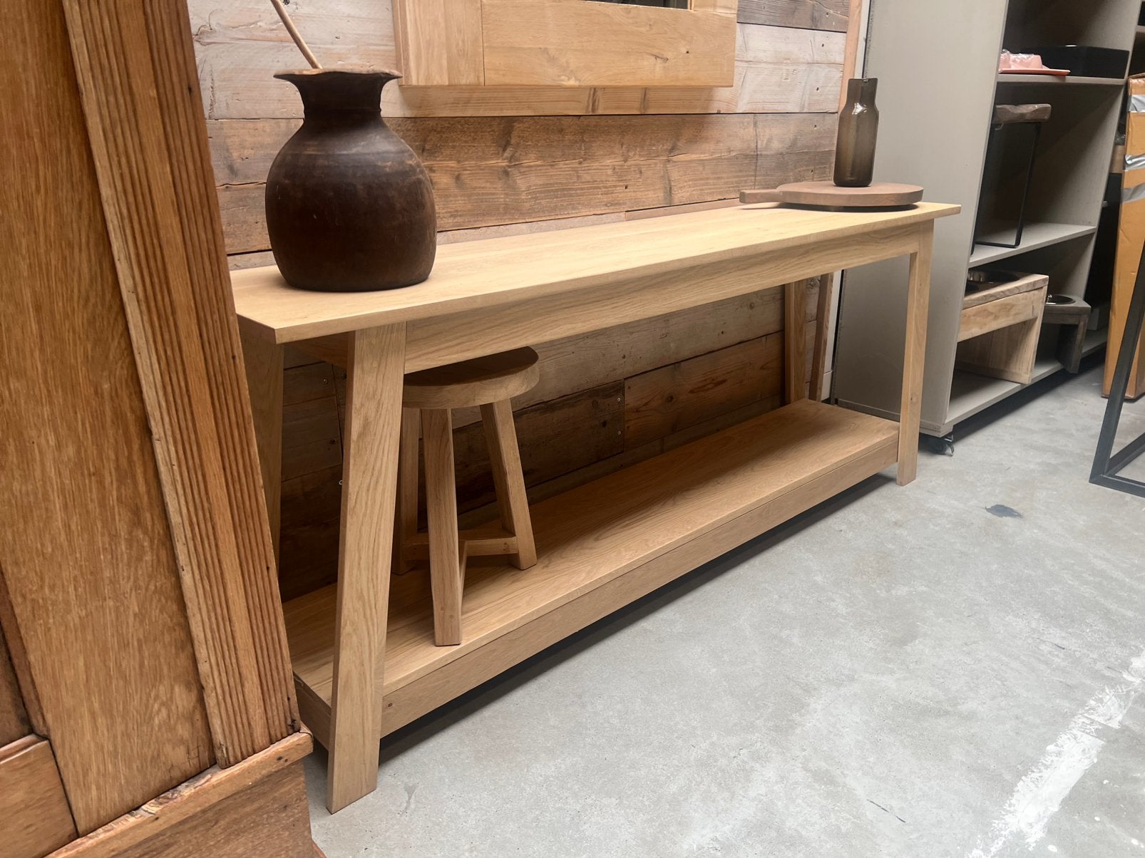Sidetable massief eiken showroommodel, Huis en Inrichting, Ophalen of Verzenden, Nieuw, 25 tot 50 cm, Rechthoekig