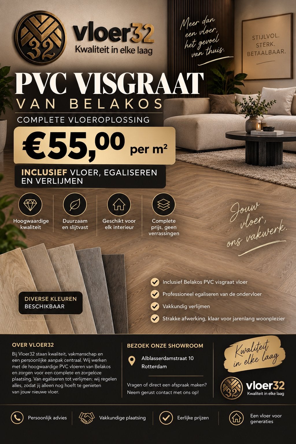 PVC VISGRAAT VAN BELAKOS – GELEGD €55,- PER M²
