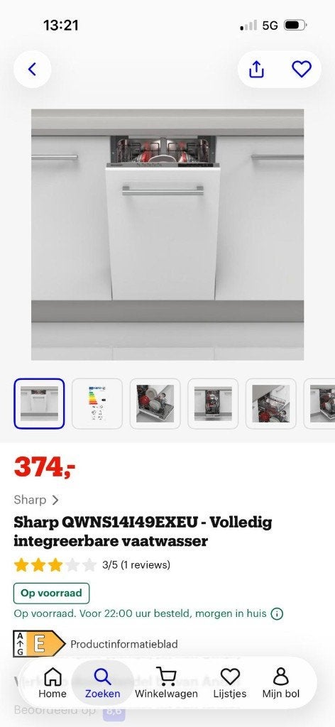 Sharp QWNS14I49EXEU inbouw ( 45cm breed ) vaatwasser - NIEUW, Witgoed en Apparatuur, Vaatwasmachines, Ophalen, Minder dan 85 cm