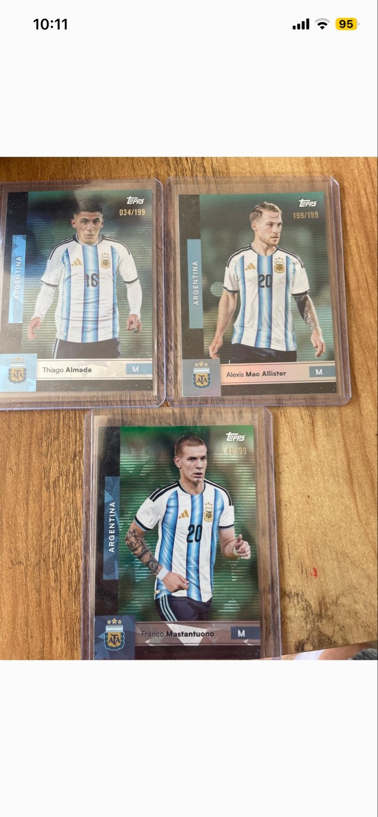 Topps Argentinië Voetbal Spelerskaarten (3 stuks), Ophalen of Verzenden, Zo goed als nieuw, Buitenlandse clubs, Spelerskaart