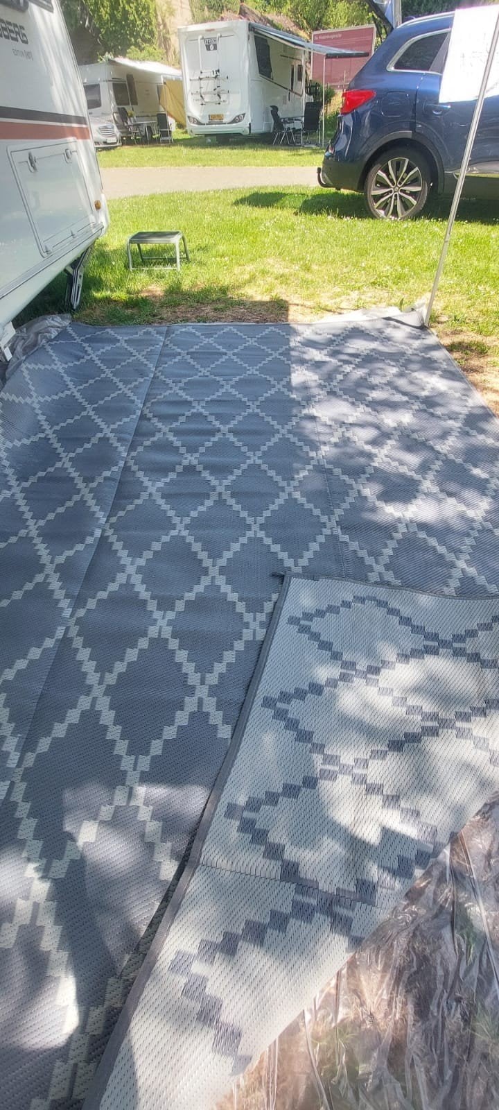 Kampeerkleed 3.45 x 2.50 m grijs met wit, Ophalen of Verzenden