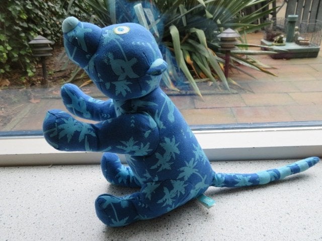 Beer Lief Lifestyle blauw palmbladerenprint meet ca 34 cm, Beer, Blauw, Ophalen of Verzenden, Zo goed als nieuw