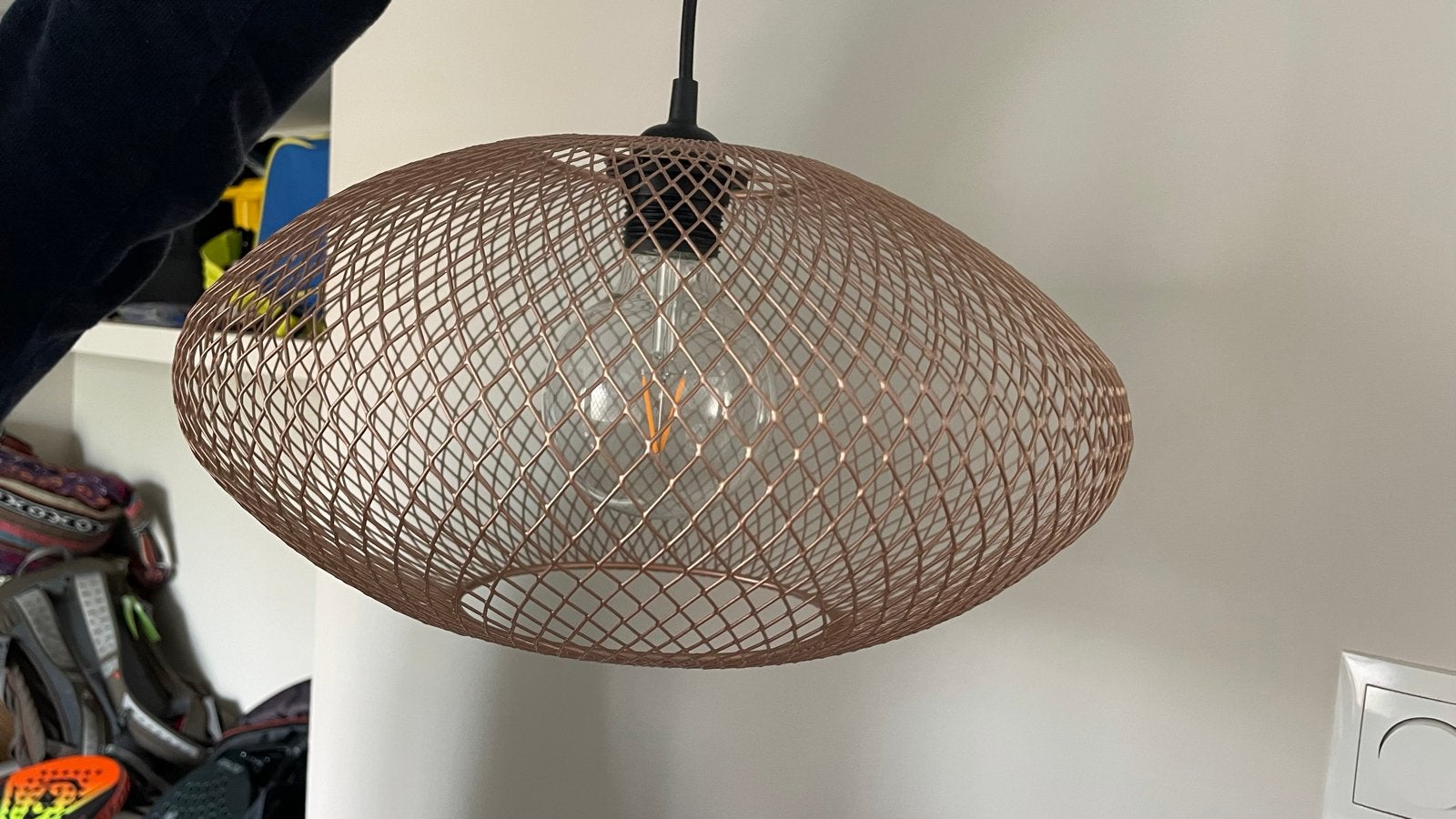 IKEA Plafondlamp - Koperkleurig Gaas Design, Ophalen of Verzenden, Zo goed als nieuw, Plafondlamp, Metaal