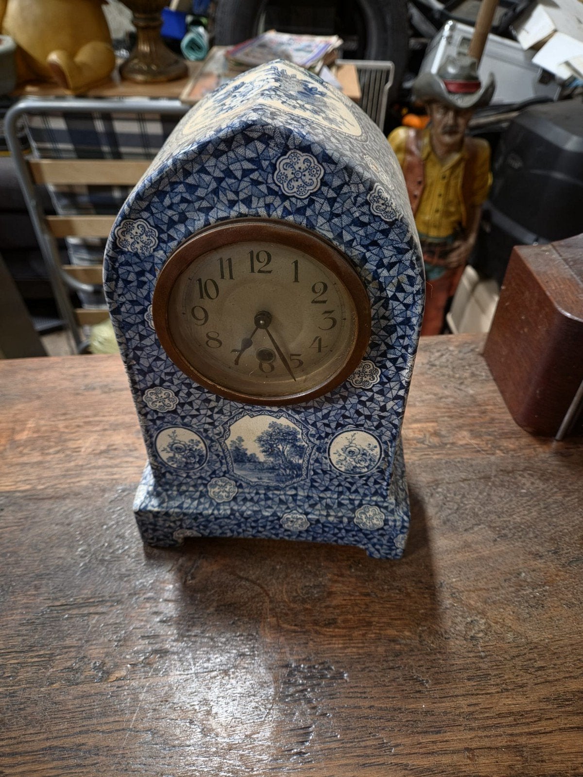 Antieke Delfts Blauw Schouwklok - Uniek Decoratief Stuk, Ophalen