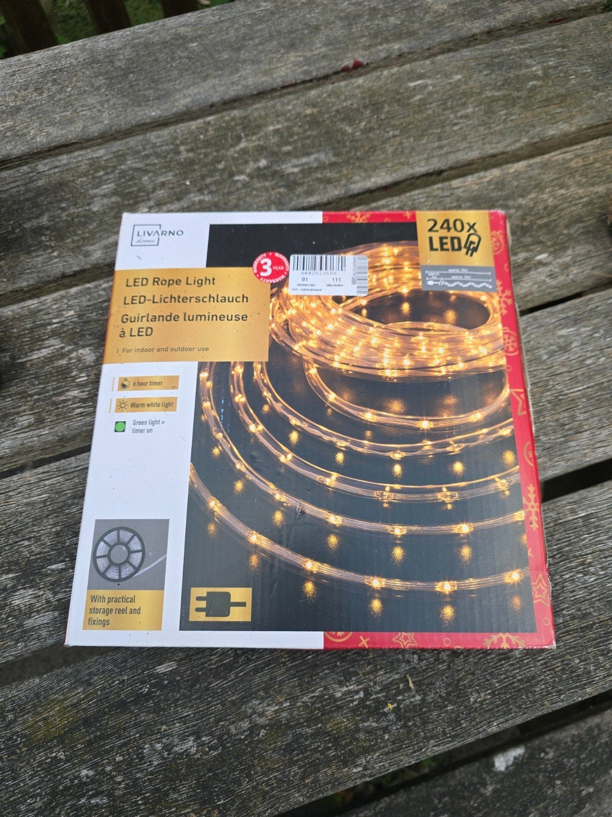 LIVARNO LED Touw Lichtslang 15m Warm Wit 240x LED, Ophalen of Verzenden, Nieuw, Feestelijk, Decoratief