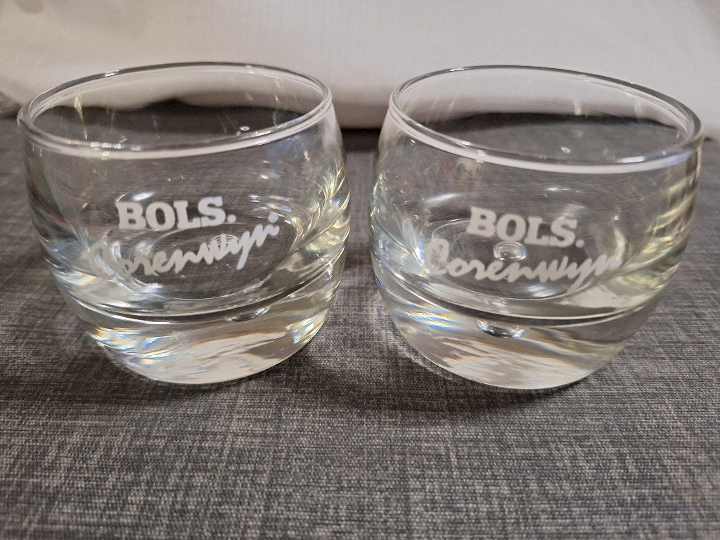 BOLS CORENWIJN glazen 5,5 c m hoog, 2 stuks, Ophalen of Verzenden, Zo goed als nieuw, Borrel- of Shotglas