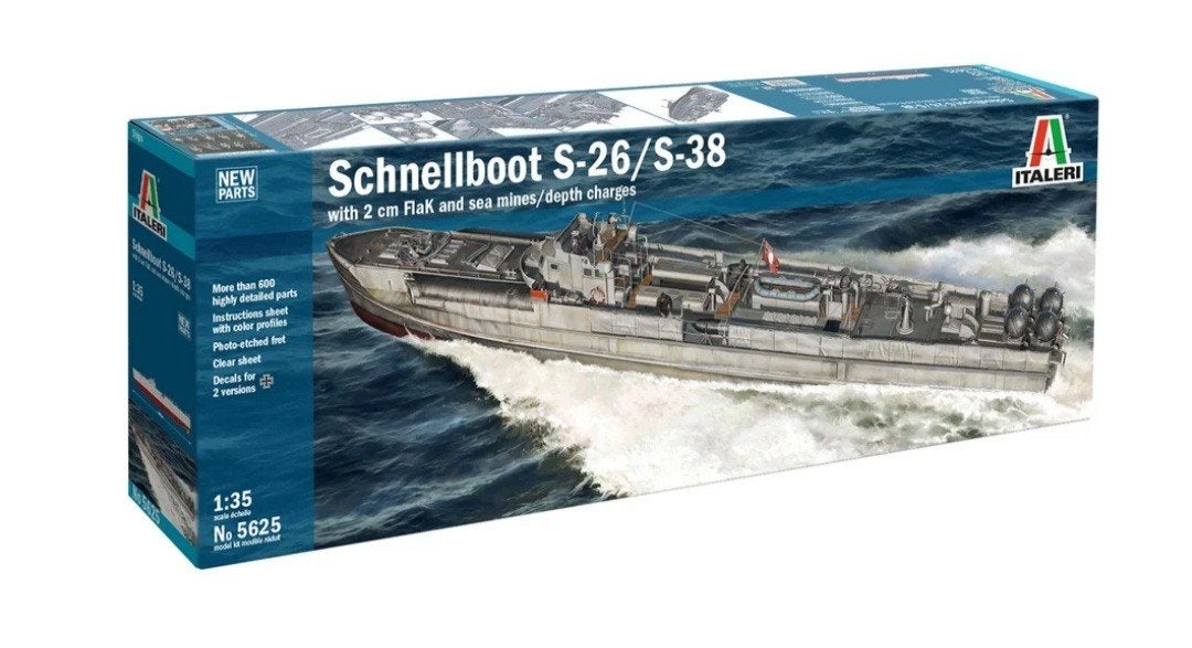 Italeri Schnellboot S-26/S-38 met Crew Ita 5625S, Ophalen of Verzenden, Nieuw, 1:32 tot 1:50, Italeri