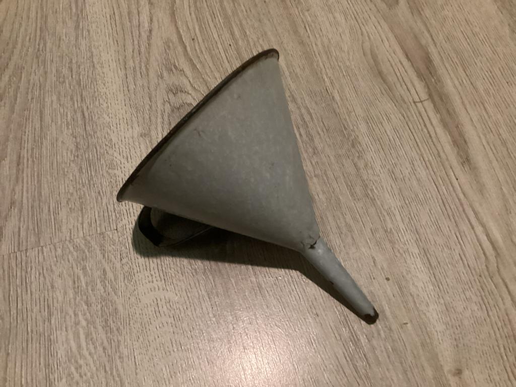 Vintage grijs gewolkte emaille trechter, Ophalen of Verzenden