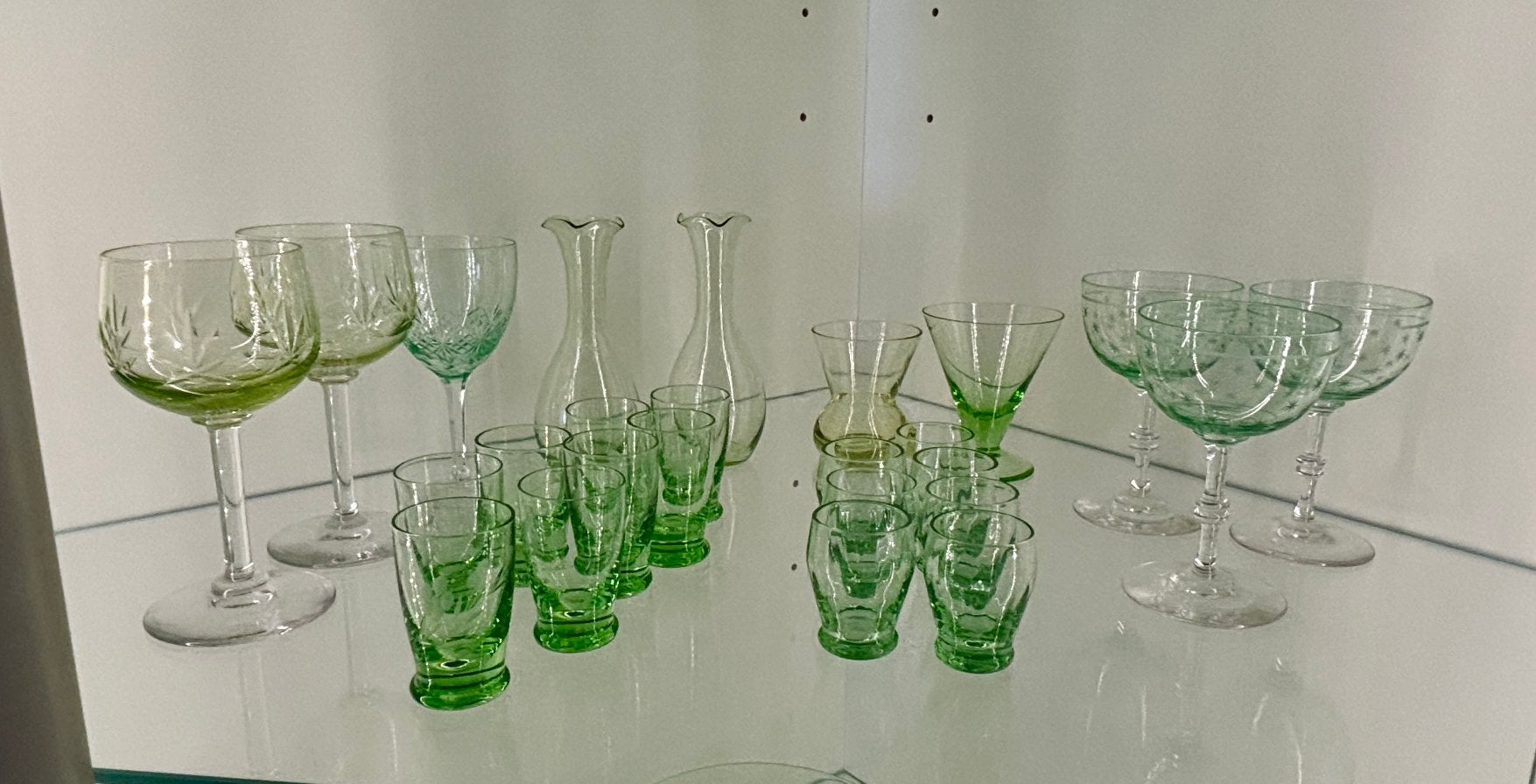 Verzameling Anna groen wijn/borrel glazen en vaasjes, Ophalen