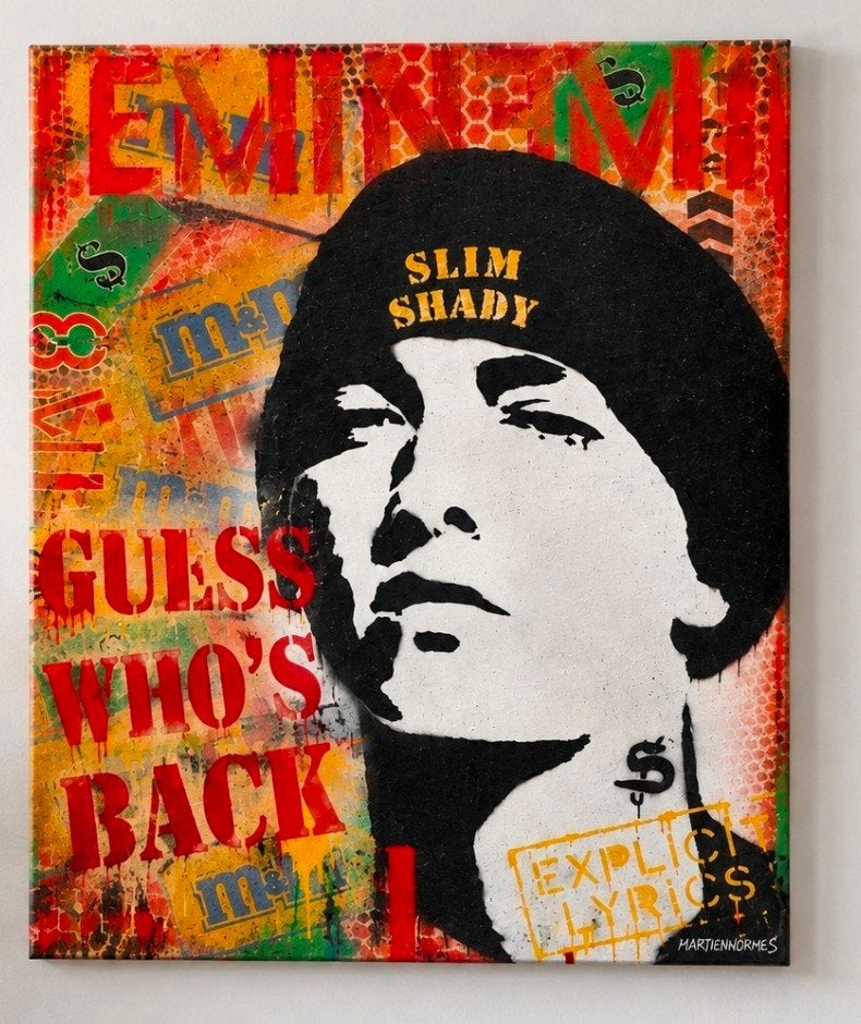 Eminem op canvas Guess who s back, Ophalen of Verzenden, Muziek