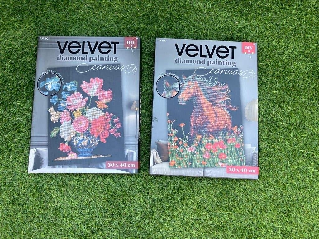2x Velvet Diamond Painting sets 30x40 cm (Bloem&Paard), Overige thema's, Nieuw, Ophalen of Verzenden, Overige materialen