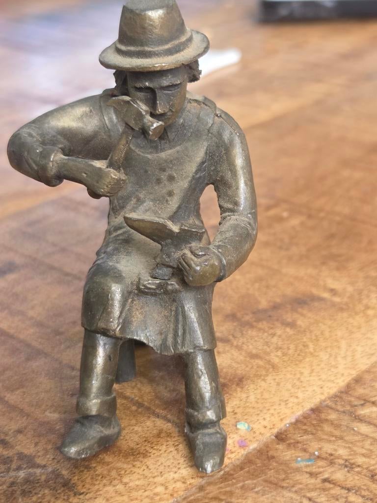 Ambachtsman Beeldje - Koninklijk Daalderop Tin, Antiek en Kunst, Minder dan 20 cm, Gemerkt, Ophalen of Verzenden, Beeld