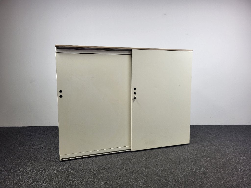 Gispen Schuifdeurkast 120x160x52 cm Crème 24389, Ophalen, Gebruikt, 100 tot 150 cm, 150 tot 200 cm