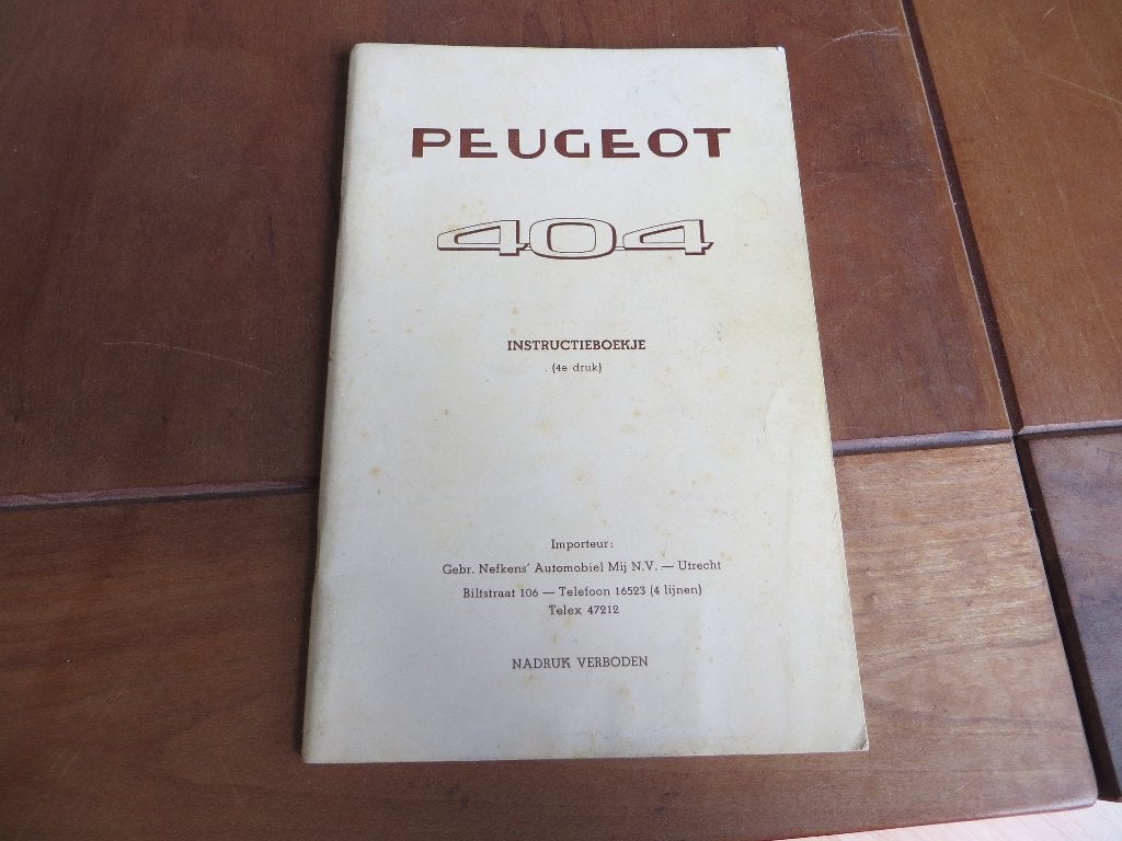 Instructieboek Peugeot 404 sedan benzine, 4e druk 1963-1964, Ophalen of Verzenden