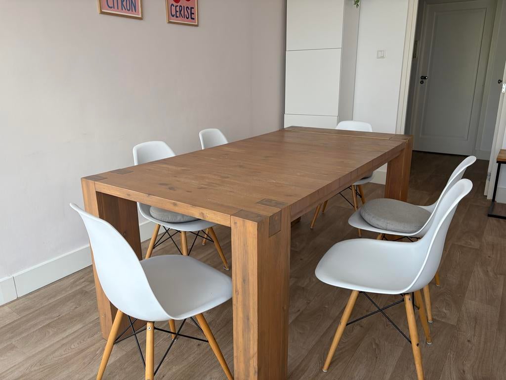 Grote bruine houten eettafel - 1.80m x 90cm - GRATIS OPHALEN, Ophalen, Gebruikt, 50 tot 100 cm, Vijf personen of meer
