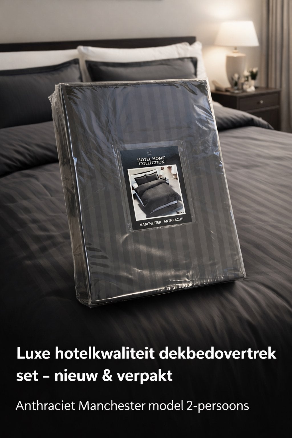 Hotel Home Collection Dekbedovertrek Antraciet 200x220, Ophalen, Dekbedovertrek, Tweepersoons, Zo goed als nieuw