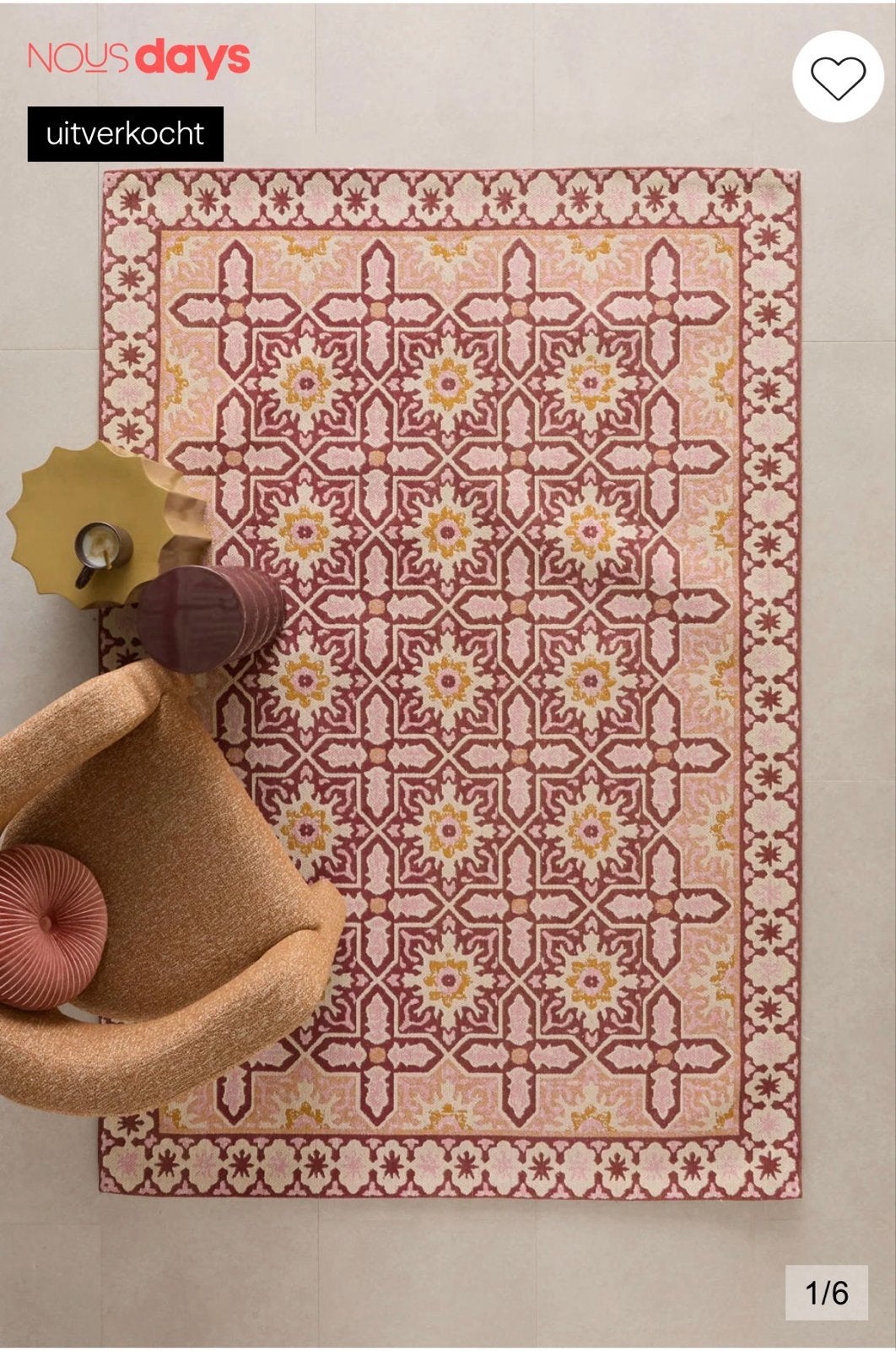 GEZOCHT! NOUS Living vloerkleed Rosalia roze/burgundy, Ophalen of Verzenden, Zo goed als nieuw, Roze, Rechthoekig