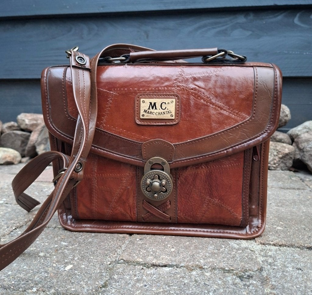 Marc Chantal Leren Tas - Vintage Stijl Schoudertas, Bruin, Zo goed als nieuw, Leer, Ophalen