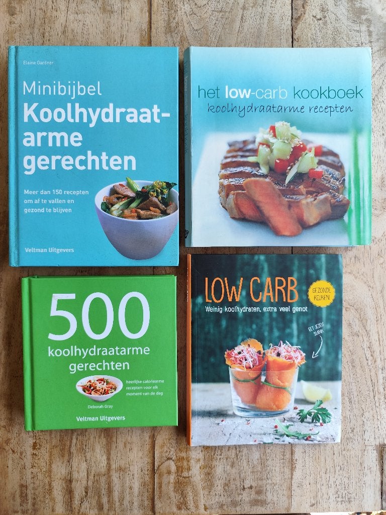 Vier kookboeken koolhydraatarm, Veltman Uitgevers, Overige typen, Ophalen of Verzenden, Zo goed als nieuw