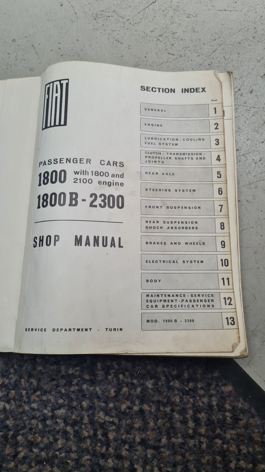 Fiat 1800 en 1800 B werkplaatshandboek origineel uit 1961, Verzenden