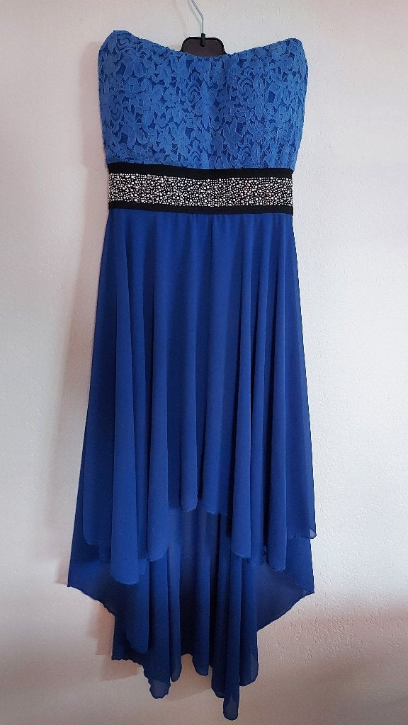 Strapless koningsblauwe jurk, cocktailjurk, verkleedjurk,fee, Kleding | Dames, Maat 38/40 (M), Blauw, Cocktailjurk, Ophalen of Verzenden