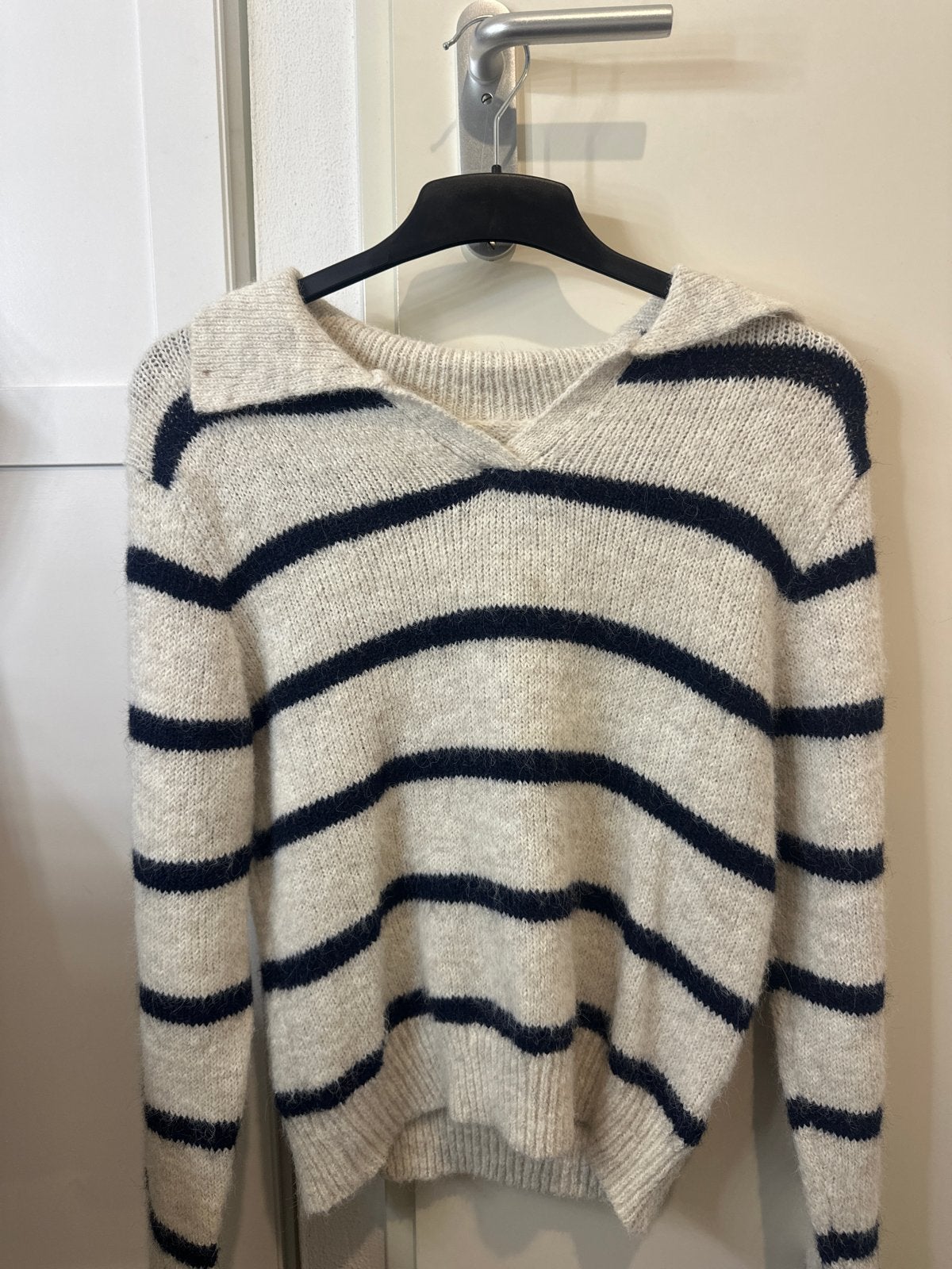 Gestreepte trui met kraag, Ophalen of Verzenden, Zo goed als nieuw, Maat 36 (S), Beige